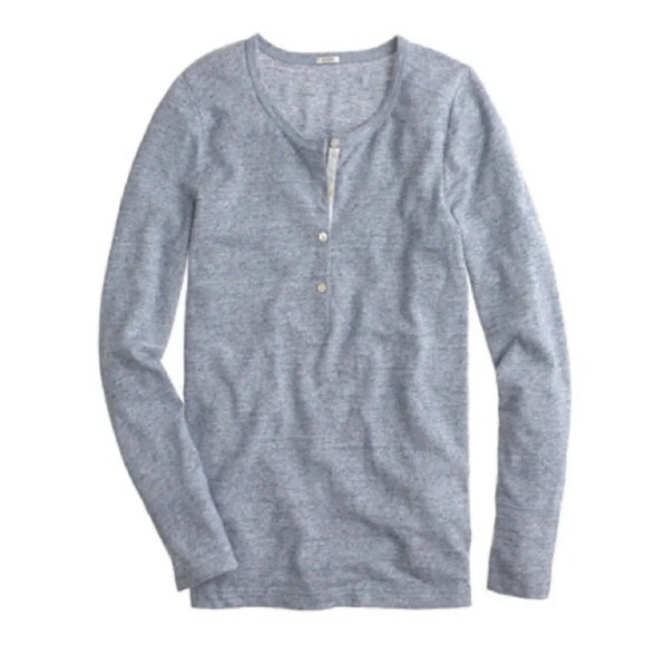 J. Crew interlock cotton Henley top blue S - Picture 1 of 6